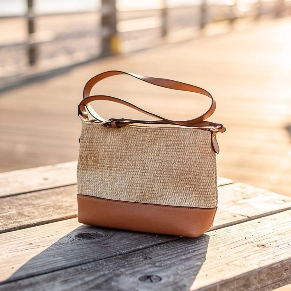 Izzy & Ali Summer Bag Vegan Leather Satchel Crossbody | Tan & Beige – BohoChic